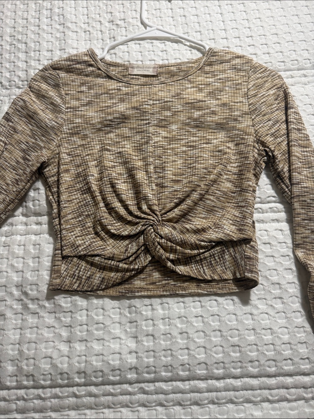 Altar'd State Beige-Tone Twist-Front Crop Top